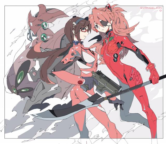 eva 02+eva 08+makinami mari illustrious+soryu asuka langley