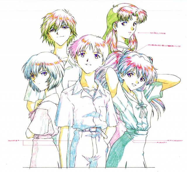 ayanami rei+ikari shinji+katsuragi misato+nagisa kaworu+soryu asuka langley