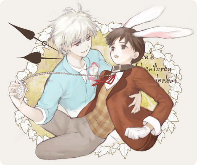 ikari shinji+nagisa kaworu+white rabbit