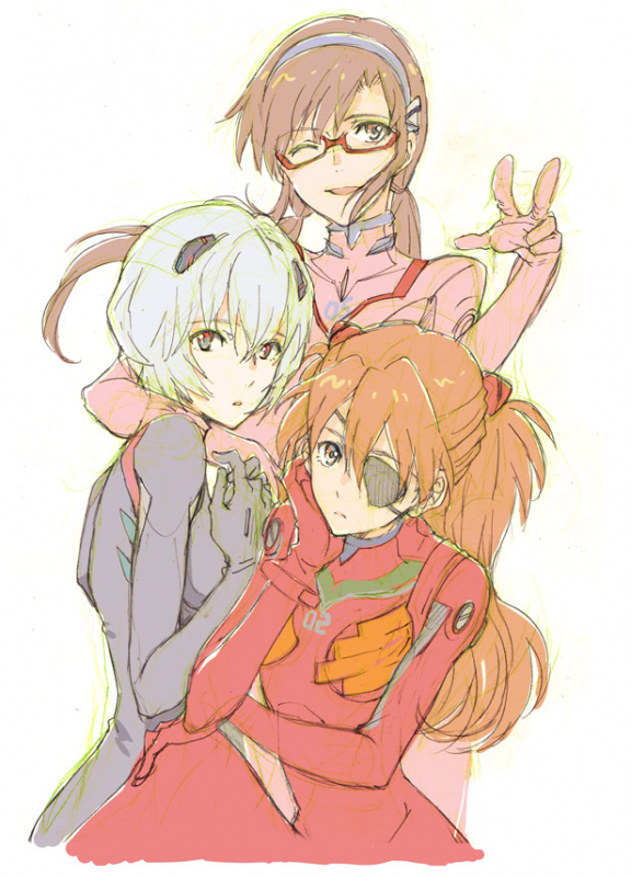 ayanami rei+makinami mari illustrious+soryu asuka langley