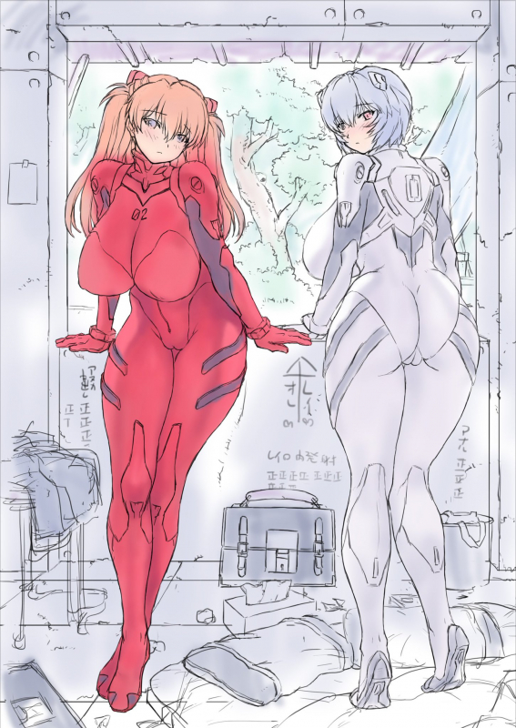 ayanami rei+soryu asuka langley