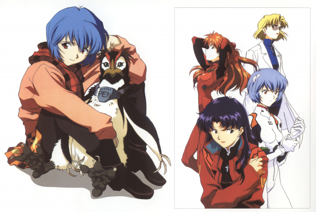 akagi ritsuko+ayanami rei+katsuragi misato+penpen+soryu asuka langley