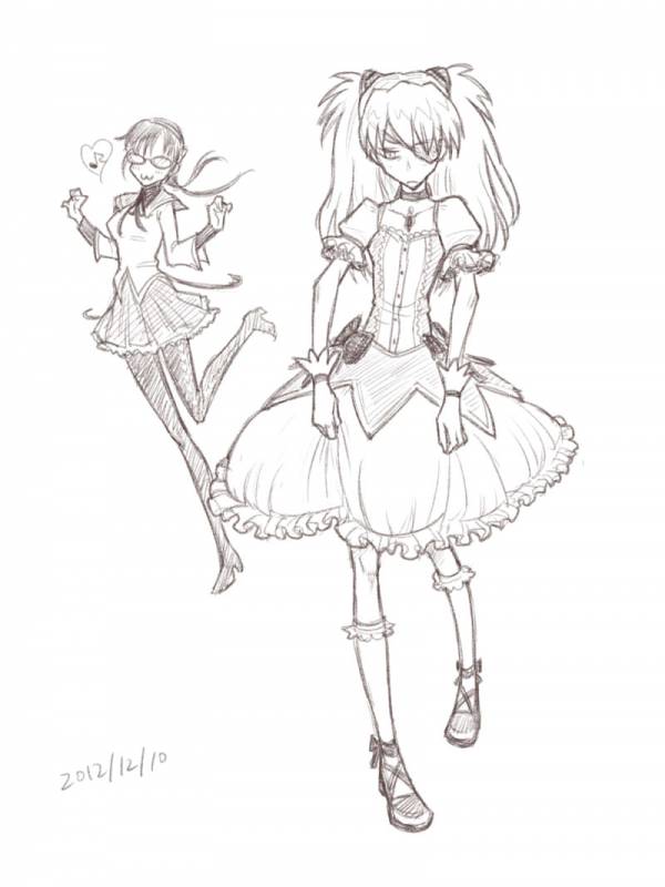 akemi homura+kaname madoka+makinami mari illustrious+soryu asuka langley